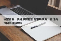 巨富金业：美通胀数据符合市场预期，金价高位回落维持震荡
